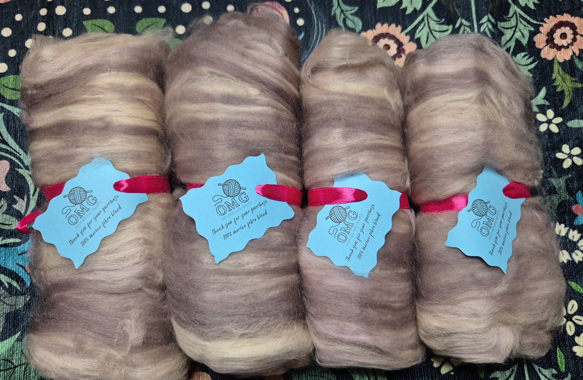 100g Hand Carded Merino Fibre Batts