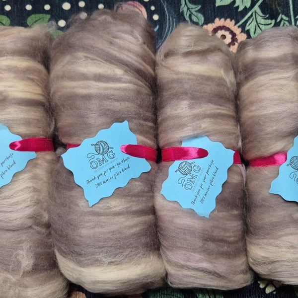 100g Hand Carded Merino Fibre Batts