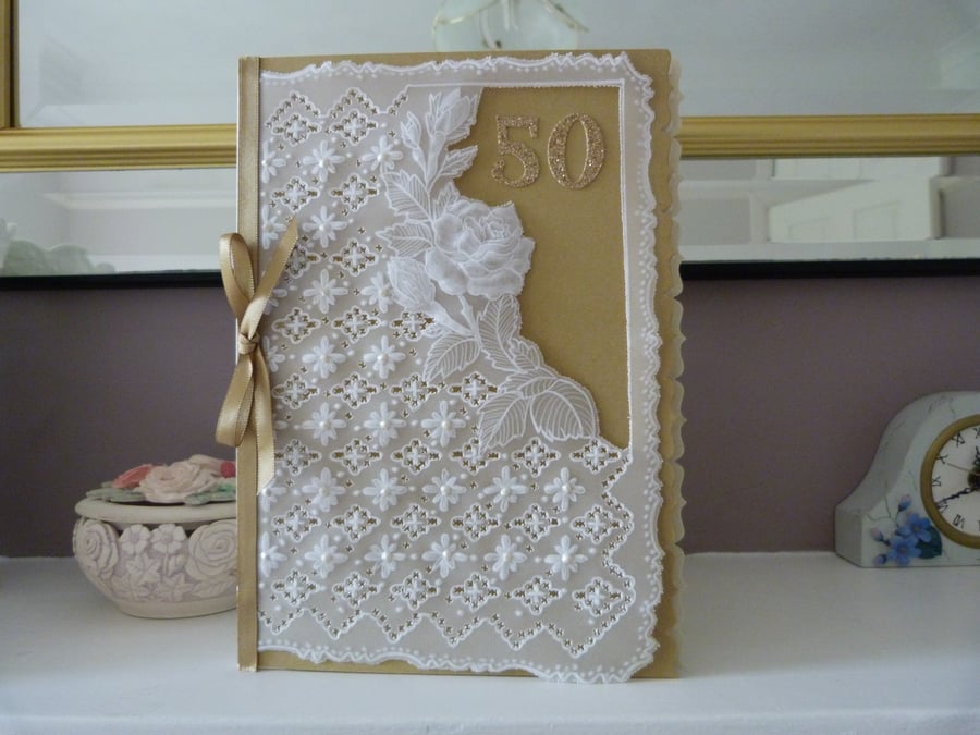 Extra Special 50th Wedding Anniversary Parchment Card