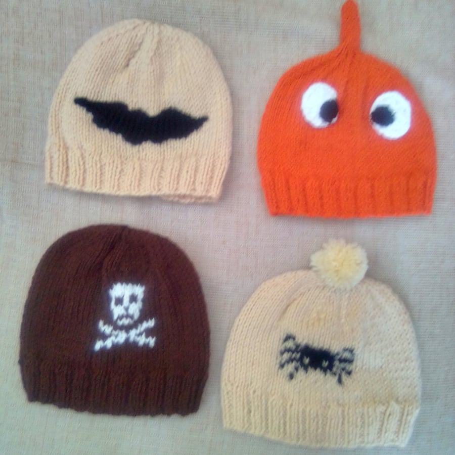 Halloween Themed Beanie Hats for Baby, Halloween Gift Idea, Knitted Hat