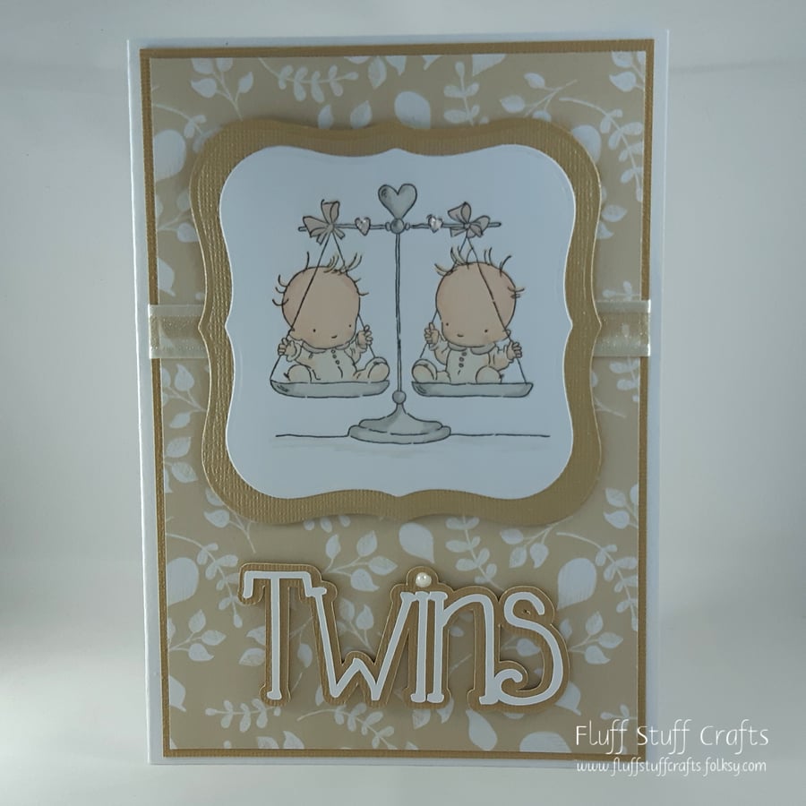 Handmade gender neutral twin babies card