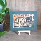 Steampunk style Mr Tortoise small original painting.  