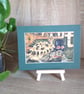 Steampunk style Mr Tortoise small original painting.  
