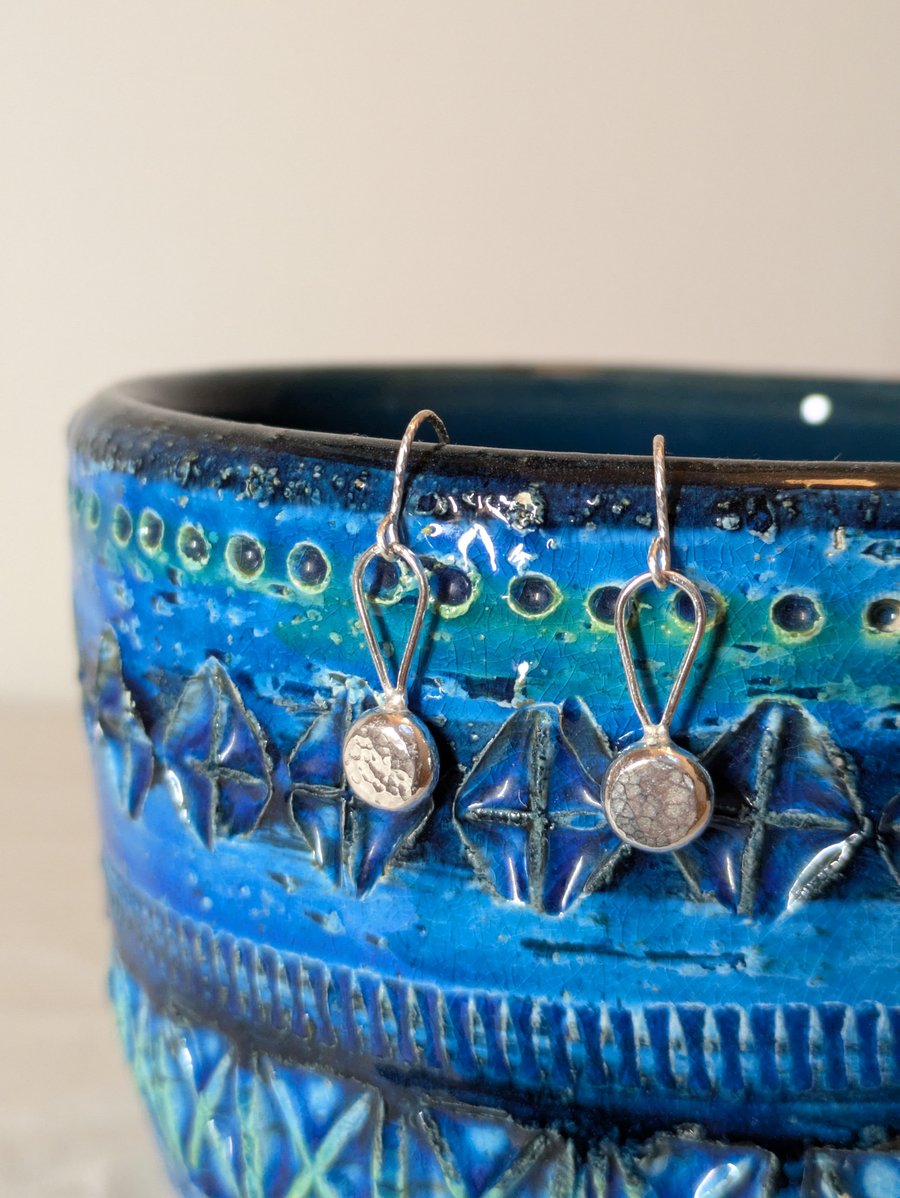 Sterling silver hammered drop earrings 