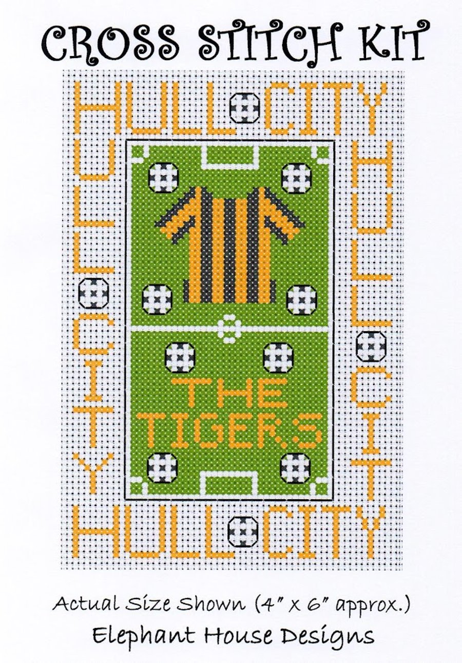 Hull City  The Tigers Cross Stitch Kit Size 4" x 6" Full Kit 