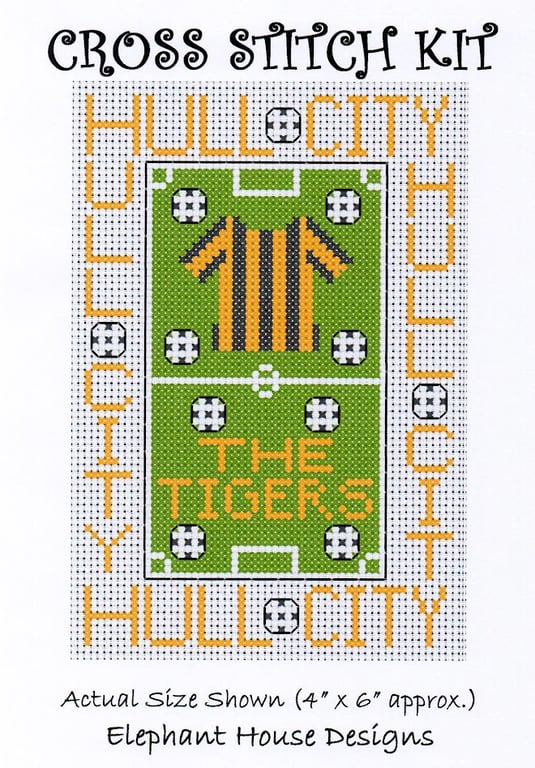 Hull City  The Tigers Cross Stitch Kit Size 4" x 6" Full Kit 