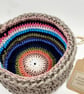 Small Crocheted Cotton and Jute Storage Basket - Pink - Image 2