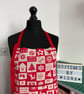 Handmade Red Patchwork Print Christmas Apron, Cotton Canvas Holiday Chef Apron - Image 5