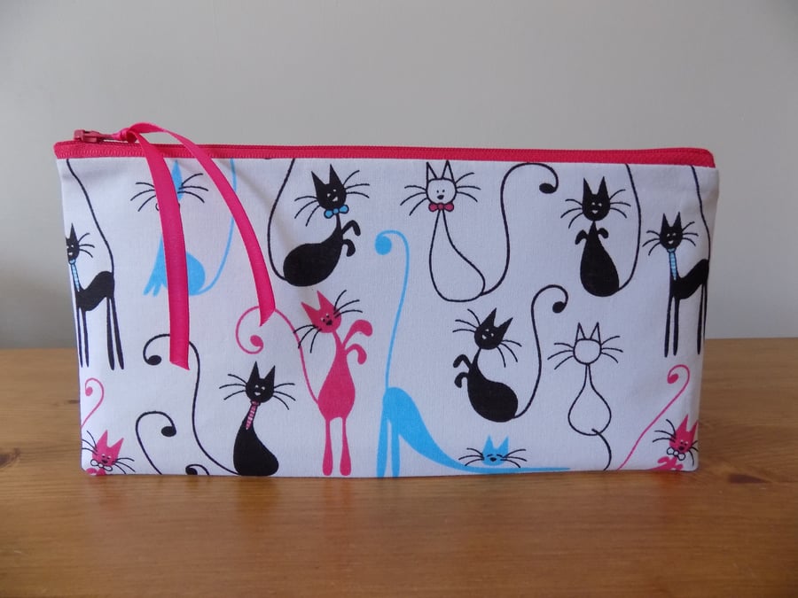 'Skinny Cats' Pencil Case Cute Animal Make Up Cosmetics Bag