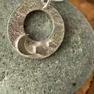 Silver circle moon and stars pendant necklace