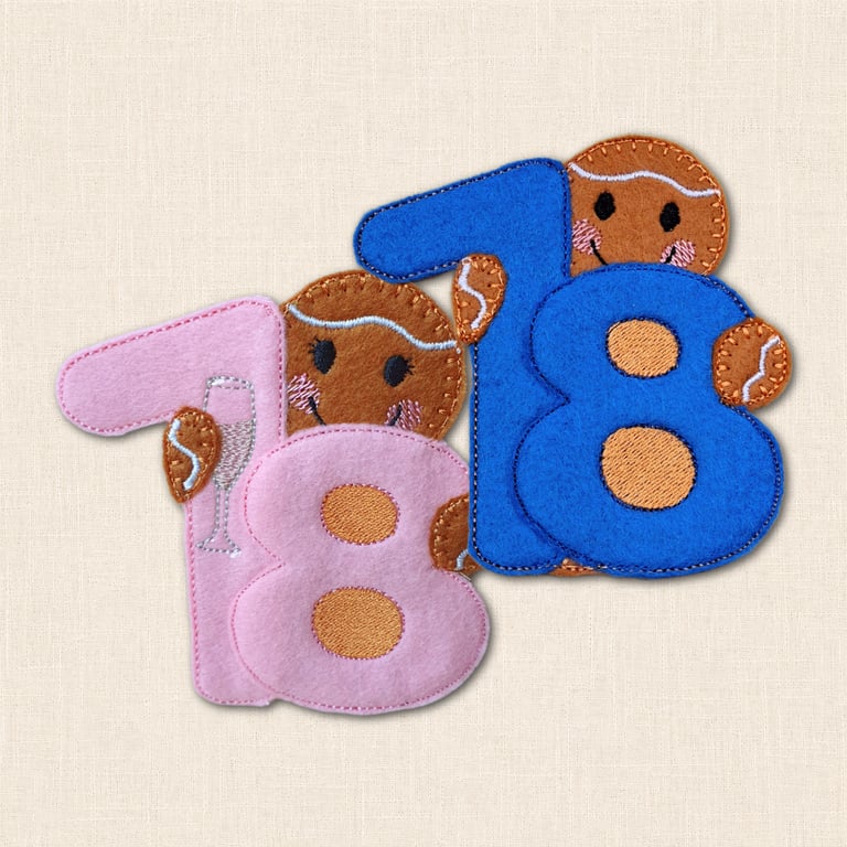 18th Birthday Gingerbread Character - Embroidered Birthday Decoration