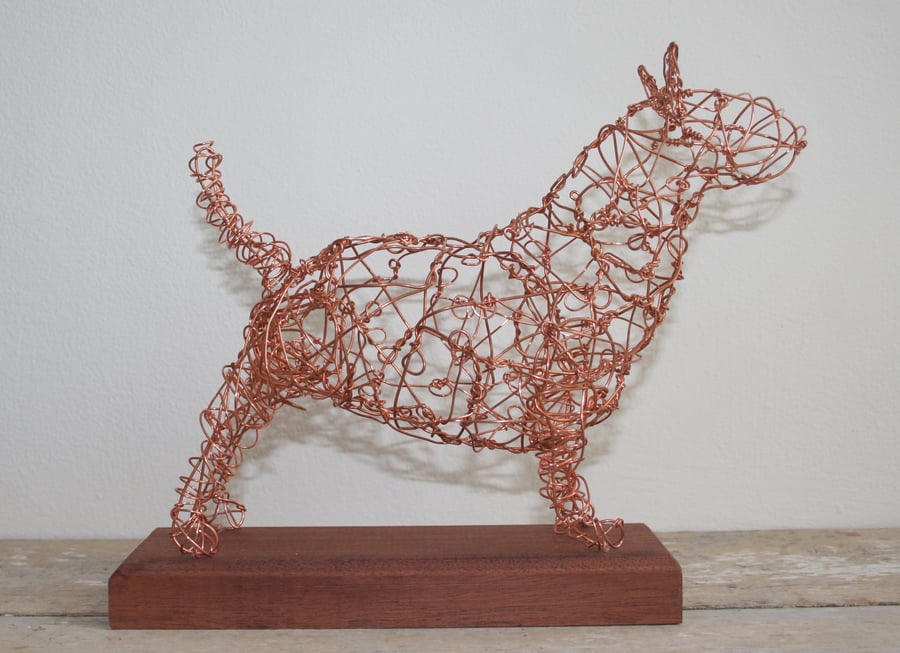 Copper Wire Bull Terrier Sculpture