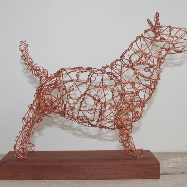 Copper Wire Bull Terrier Sculpture