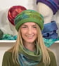 Nuno Felt Hat and Cowl on a Ball Course - Green and Turquoise Materials Kit - Image 4