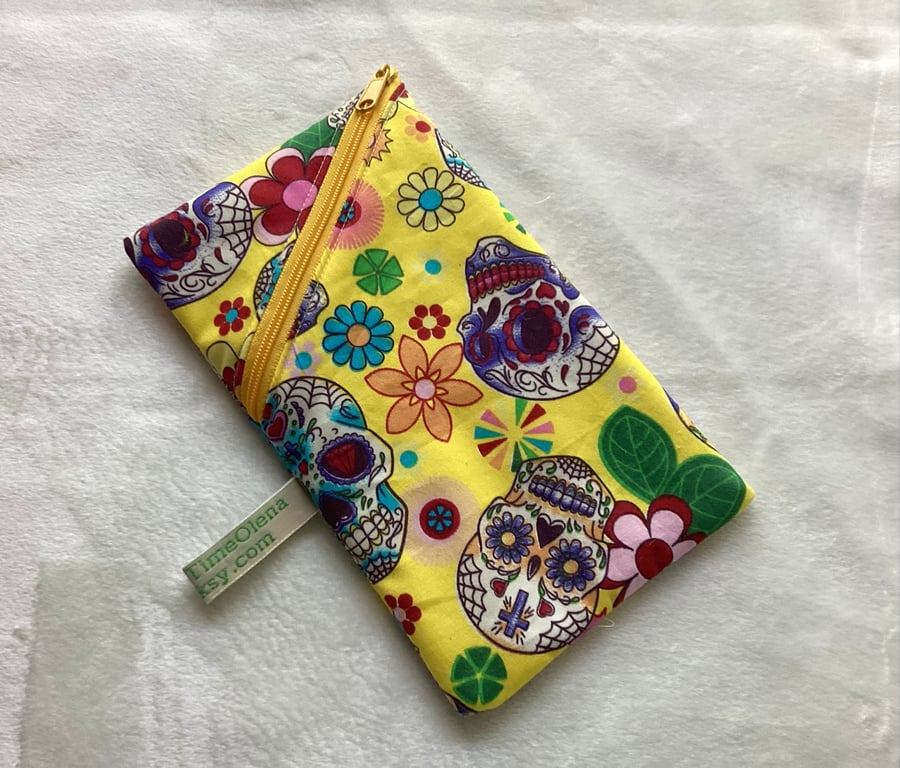 Glasses pouch, scull and flower pouch, floral 
