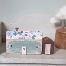 Little Handmade Painted Wooden House with Teeny Side Shed
