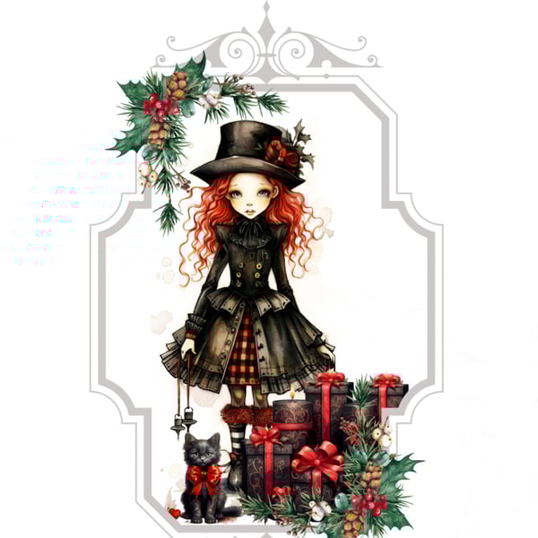 Kawaii Goth Alternative Vintage Style Christmas or Gothmas Card