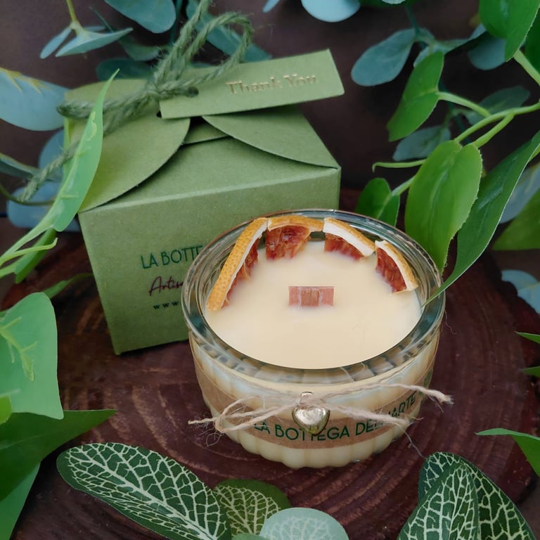 Handcrafted Spiced Orange Soy Candle with Wooden Wick & Dried Orange Slices