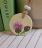 Knapweed clay imprinted and hand painted gift tag
