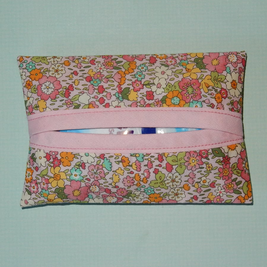 Tissue holder  Liberty print pale pink