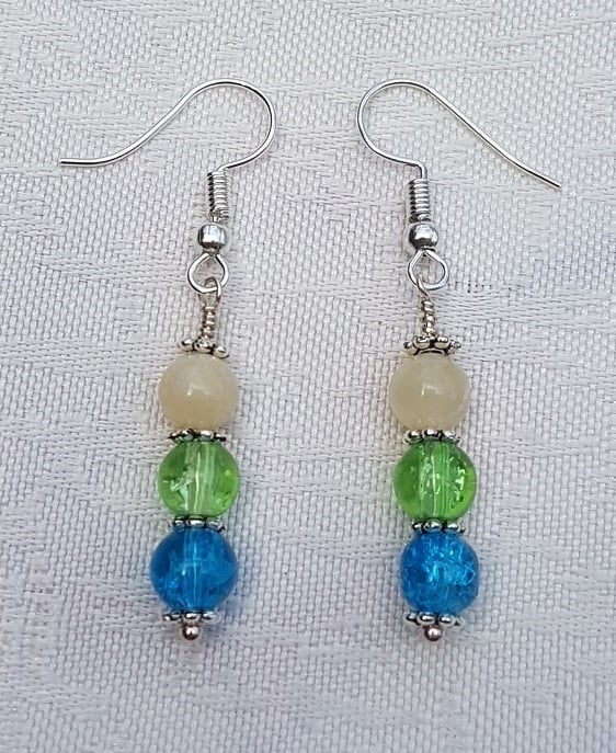 SALE - Gorgeous Yellow Spectrum Earrings - Silver tone No11