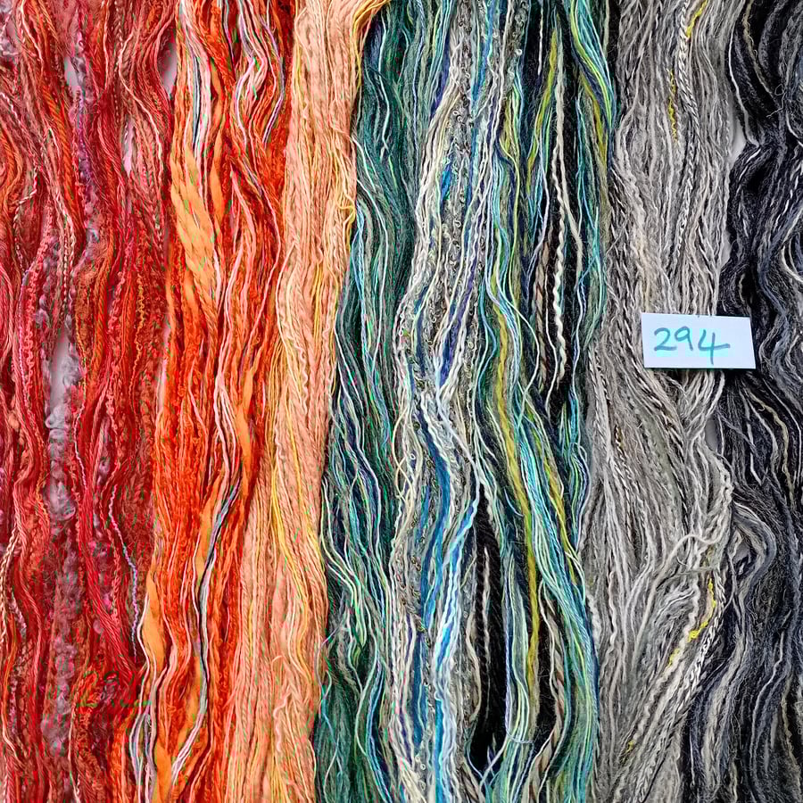 Textured yarns, creative threads, mixed media fibres, weaving thrums