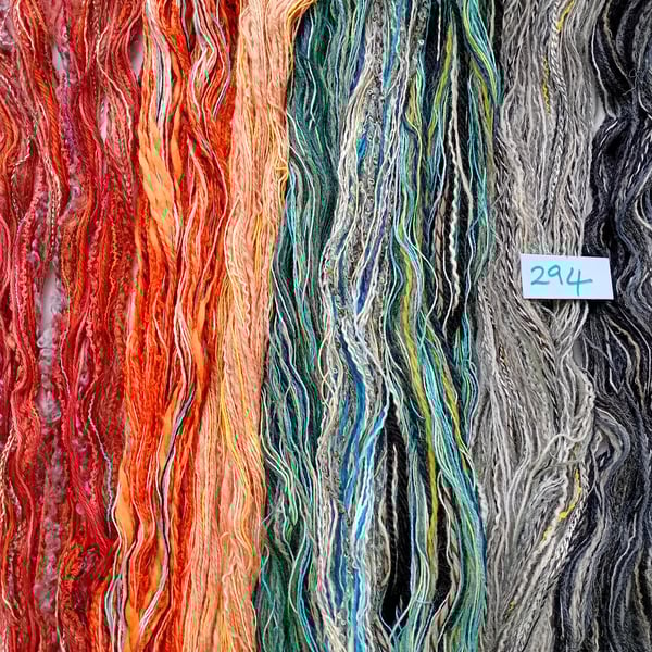 Textured yarns, creative threads, mixed media fibres, weaving thrums