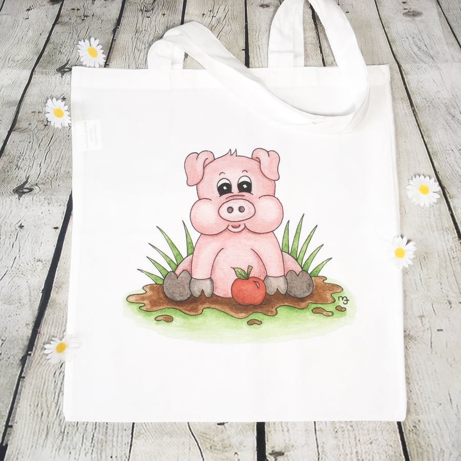 Little Pig Tote Bag - Eco Friendly Tote Bag - Craft Bag