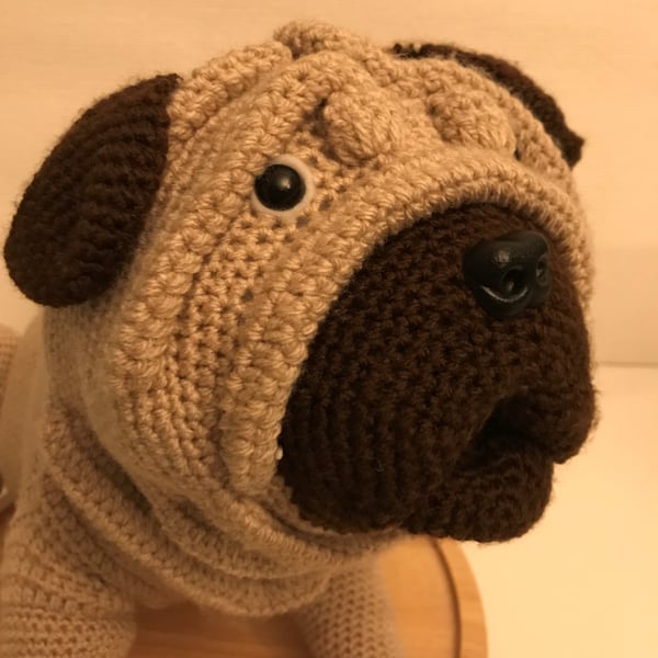 Life Size Crocheted Pug