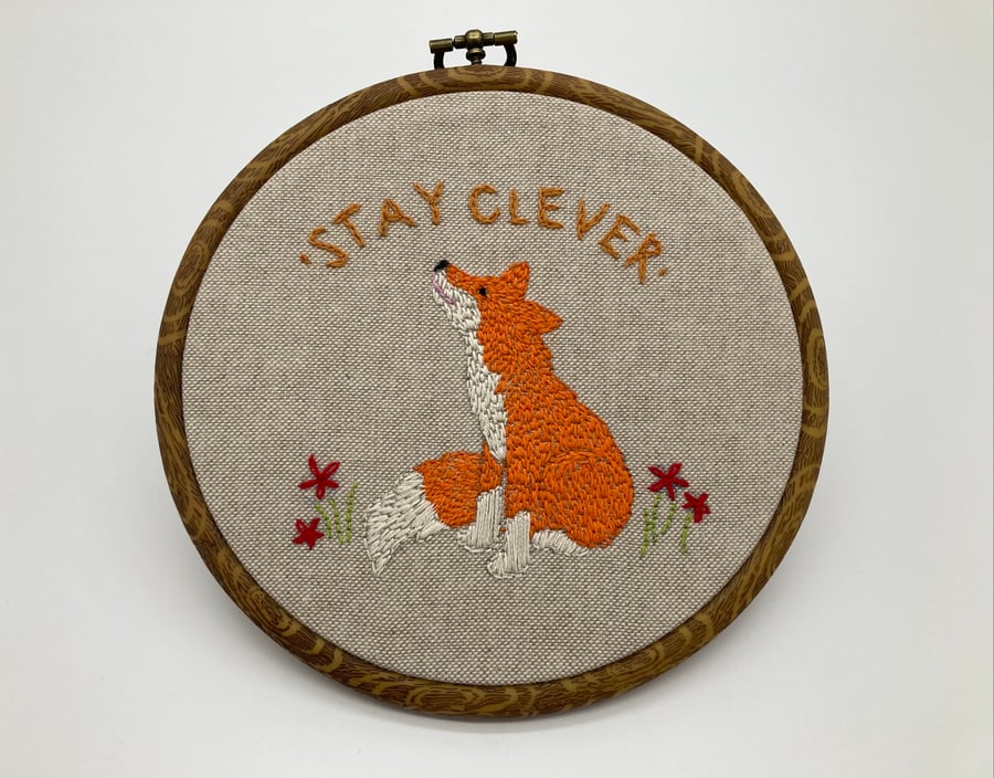 Stay Clever embroidered picture 
