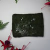 Small dandylion seed felted pouch in green