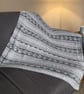 Hand Knitted Fair Isle Baby Blanket Grey Cream Neutral Newborn Gift