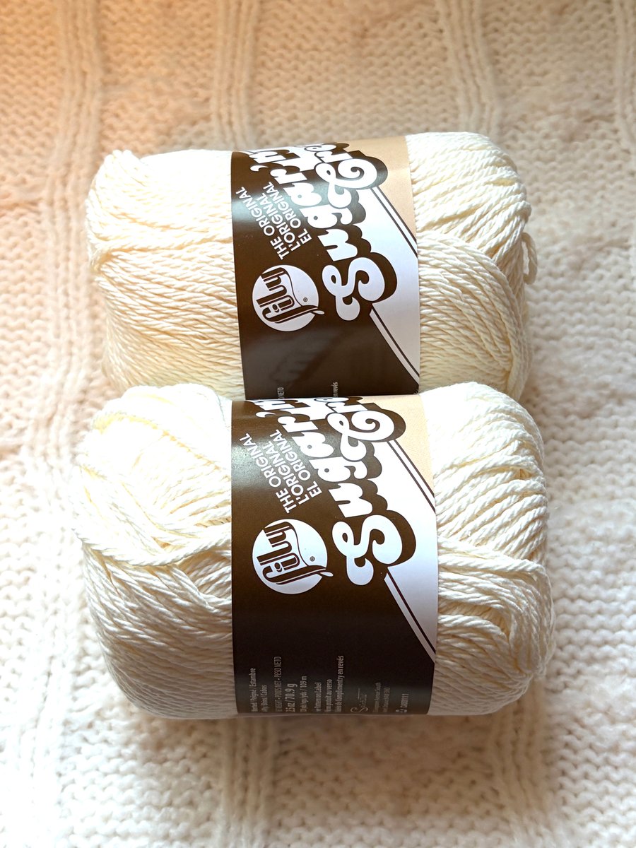 2 balls x 70.9g Lily Sugar 'n Cream The Original Yarn - Soft Ecru 100% Cotton