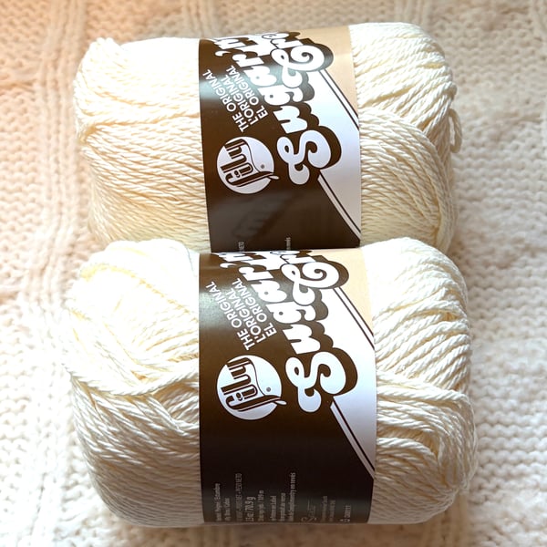 2 balls x 70.9g Lily Sugar 'n Cream The Original Yarn - Soft Ecru 100% Cotton