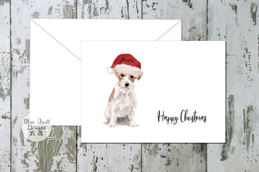 Wire Haired Jack Russell Dog Folded Christmas Cards - pack of 10 - personalised