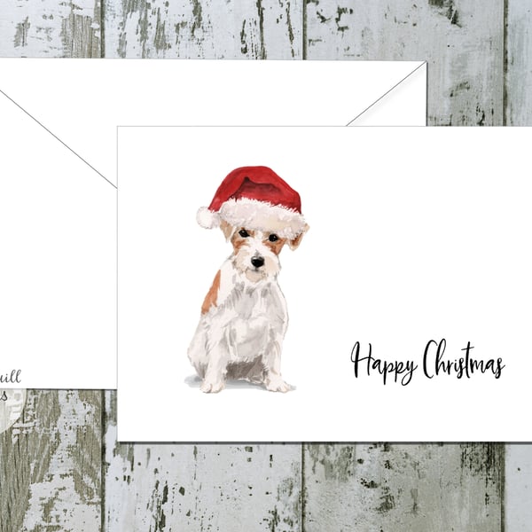 Wire Haired Jack Russell Dog Folded Christmas Cards - pack of 6 - personalised