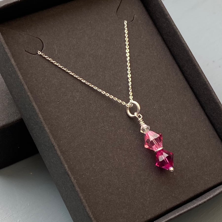 Two tone pink Swarovski Crystal sterling Folksy