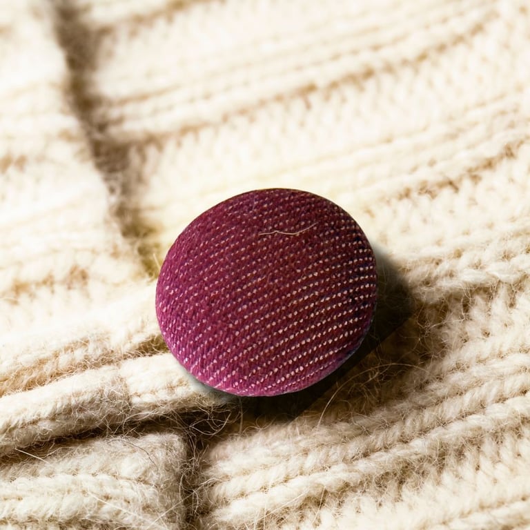 Handmade Fabric Covered Buttons, Set of 4, Red Denim Buttons, 2 Sizes