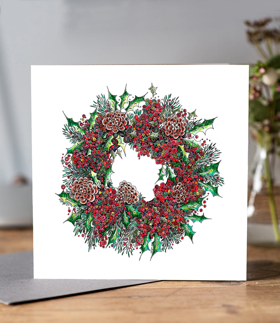 Winter Berries Wreath Card