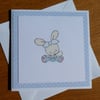 Bunny In Dungarees Blank Card