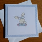 Bunny In Dungarees Blank Card