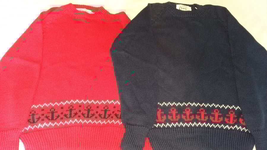 Anchors & waves Jumper, a border pattern around the bottom, wool or cotton