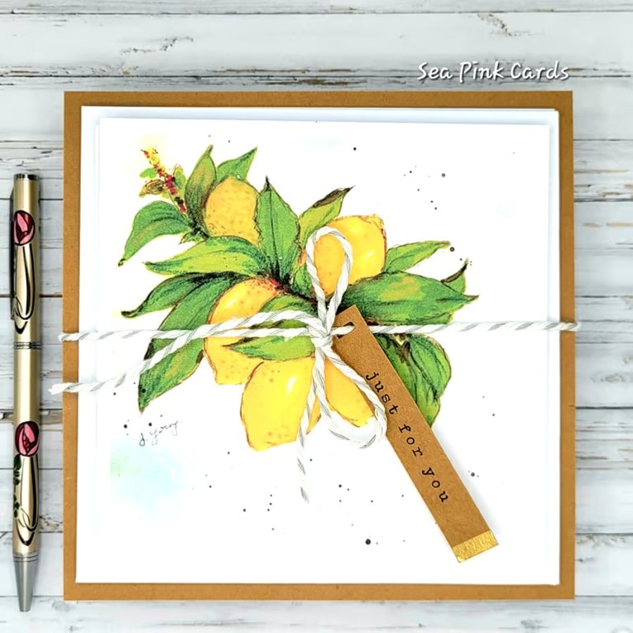 Blank Card Set - Set of 4, Lemons Branch, birthday, note card, thanks, get well