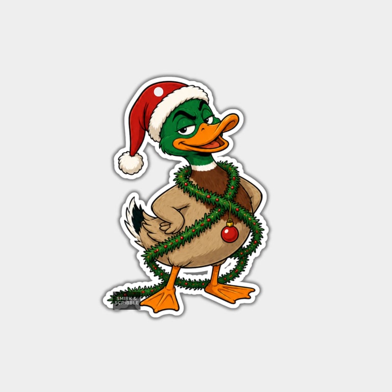 Unique Funny Christmas Gift Tags For Adults, 6pk - Cute Duck & Tinsel