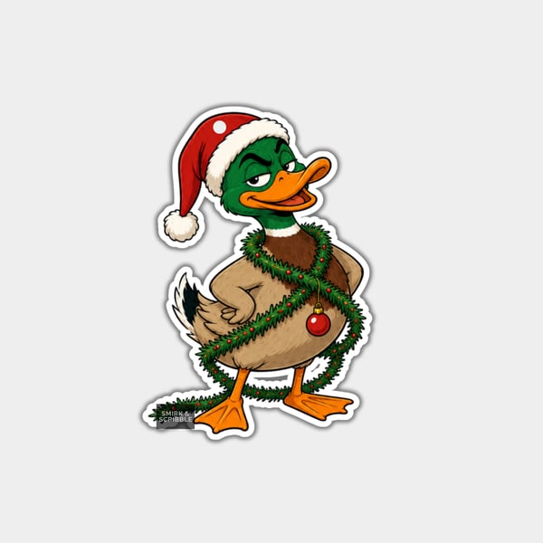 Unique Funny Christmas Gift Tags For Adults, 6pk - Cute Duck & Tinsel