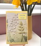 Birthday cards, wishes, love, yellow floral embossed card, blossom and foliage.  - Image 2