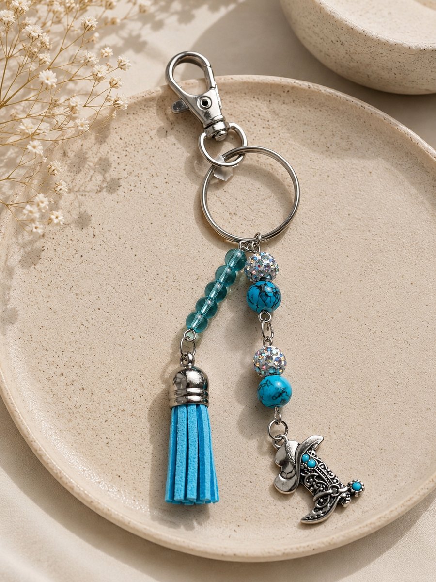 Country & Western Cowboy Boot Bag Charm & Keyring,