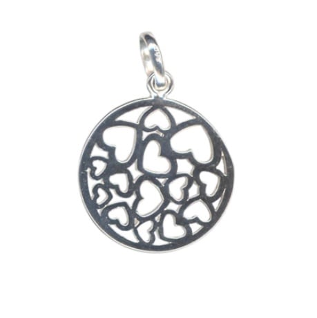 Sterling Silver Hearts In Circle Charm