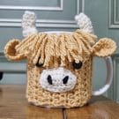 New Handmade Crochet Highand Cow Mug Cosy
