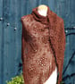 Large triangular crochet shawl in sparkly bronze vintage thread - design LF427 - Image 2